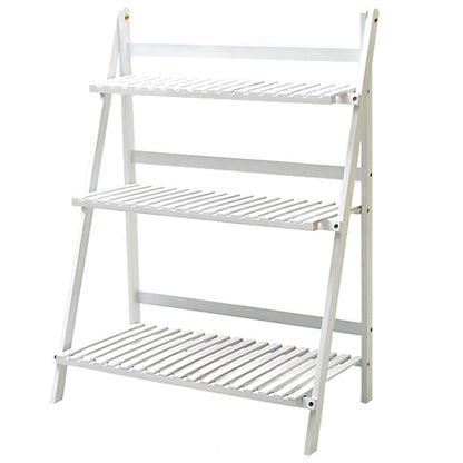 3-Tier Foldable Wooden Ladder Shelf Natural
