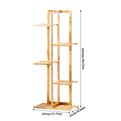 Rustic Wooden Multi-Tiered Potted Plant Stand