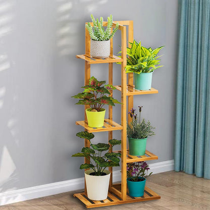 Rustic Wooden Multi-Tiered Potted Plant Stand