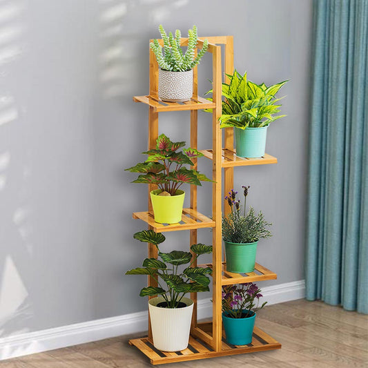 Rustic Wooden Multi-Tiered Potted Plant Stand