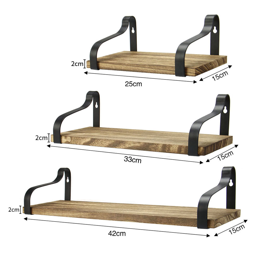 3Pcs Rustic Metal Wood Floating Shelf Brackets