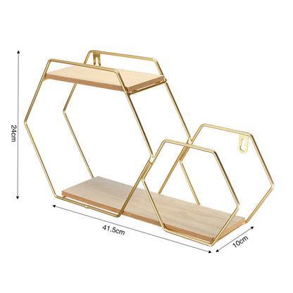 Honeycomb Modern Hexagonal 2 Tier Wall Floating Shelf
