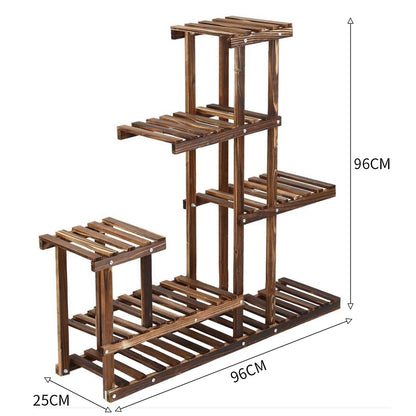 Rustic Large Multi-Tiered Wooden Plant Stand