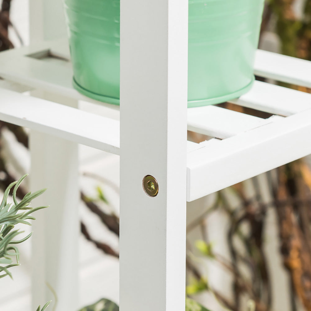 Rustic Wooden Multi-Tiered Potted Plant Stand