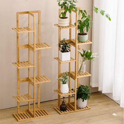 Rustic Wooden Multi-Tiered Potted Plant Stand
