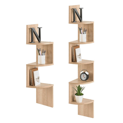 Tiered Wooden Floating Corner Shelf
