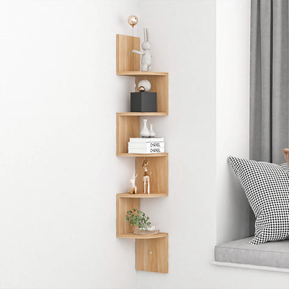 Tiered Wooden Floating Corner Shelf