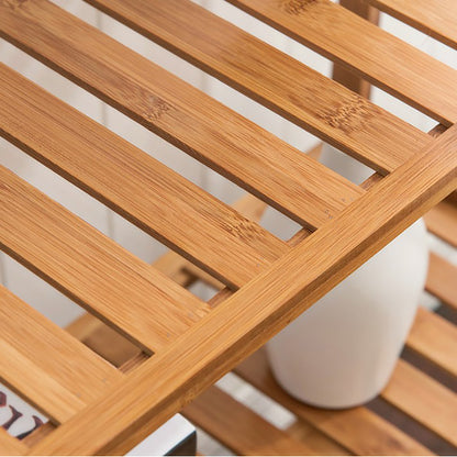 Tiered Bamboo Wood Book Storage Shelf