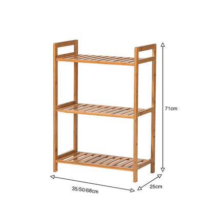 Tiered Bamboo Wood Book Storage Shelf