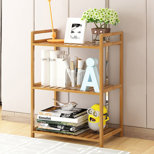 Tiered Bamboo Wood Book Storage Shelf