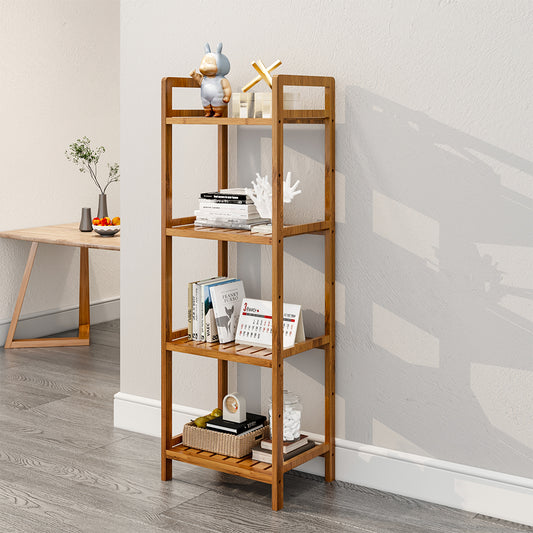 Tiered Bamboo Wood Book Storage Shelf