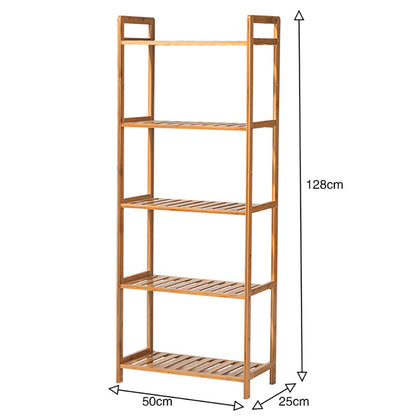 Tiered Bamboo Wood Book Storage Shelf