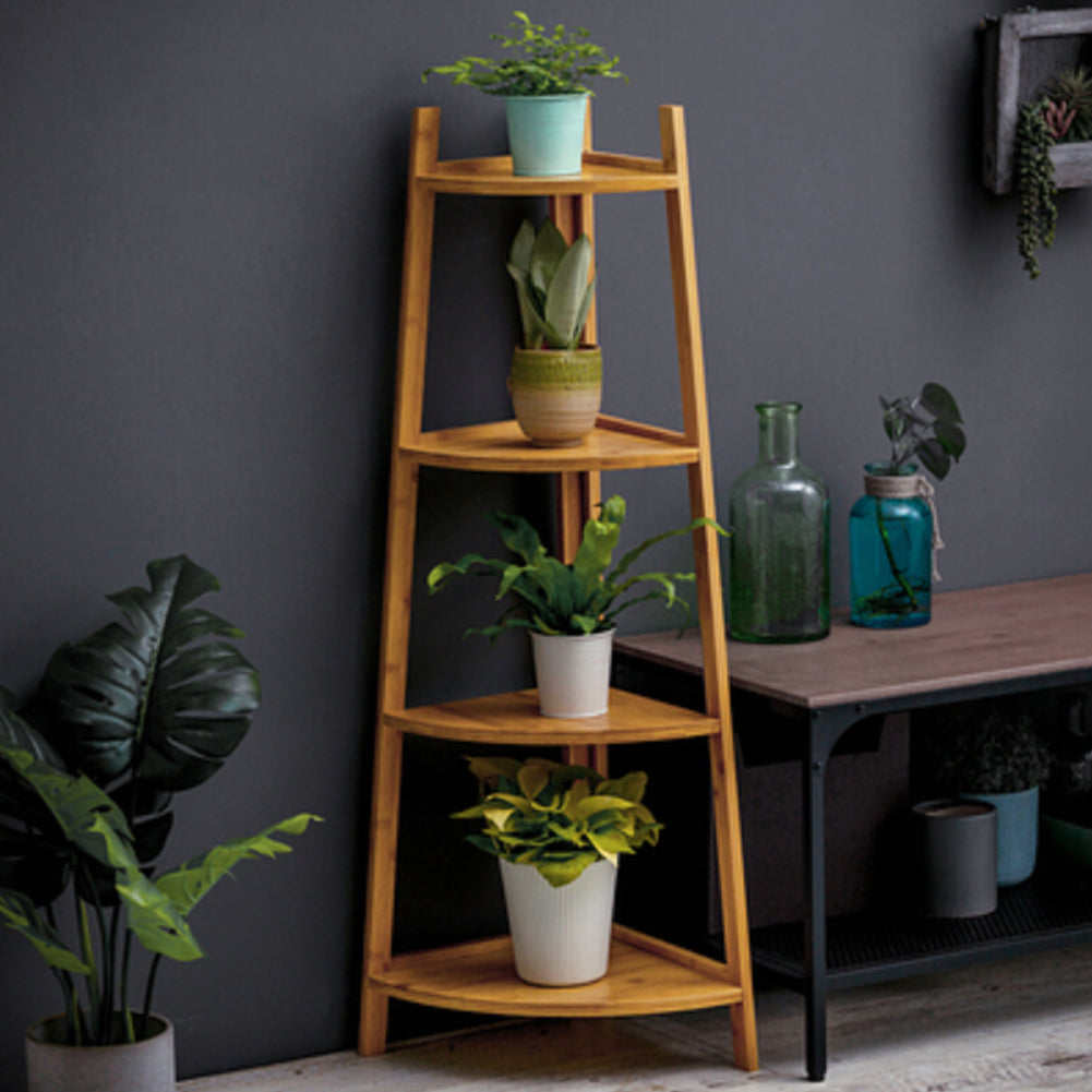 4-Tier Modern Corner Ladder Shelf for Plant Display