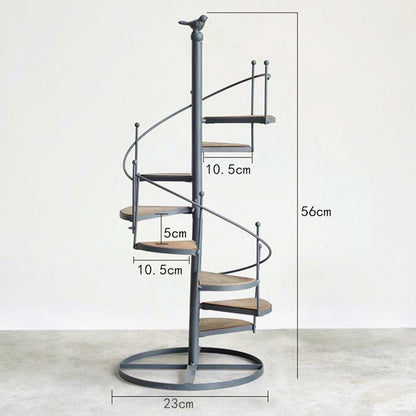 European-Style Metal Spiral Staircase Plant Display Stand