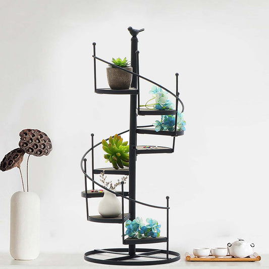 European-Style Metal Spiral Staircase Plant Display Stand