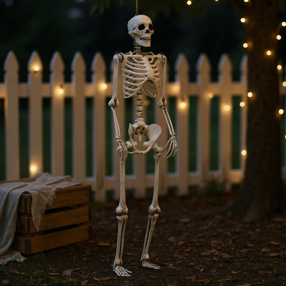 Realistic Full Body Halloween Skeleton Prop with Posable Joints