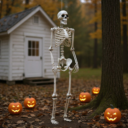 Realistic Full Body Halloween Skeleton Prop with Posable Joints