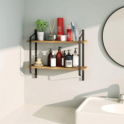 Industrial 2-Tier Home Decor Floating Wall Shelves