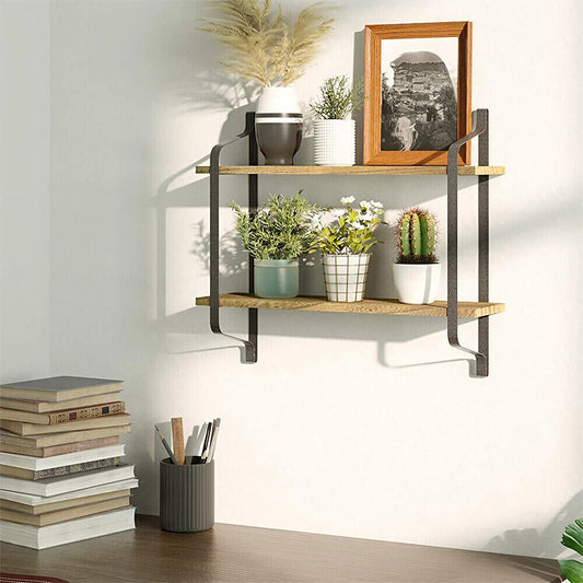 Industrial 2-Tier Home Decor Floating Wall Shelves
