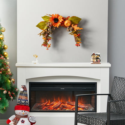 Artificial Halloween Sunflower Swag Wreath with Pumpkins