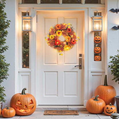 Large Autumn Daisy Maple Leaf Wreath Hanging Decoration