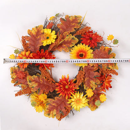 Large Autumn Daisy Maple Leaf Wreath Hanging Decoration