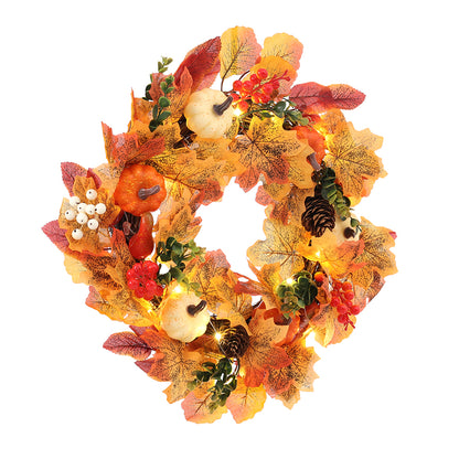 Fall Wreath Front Door Wreath with White Orange Pumpkins