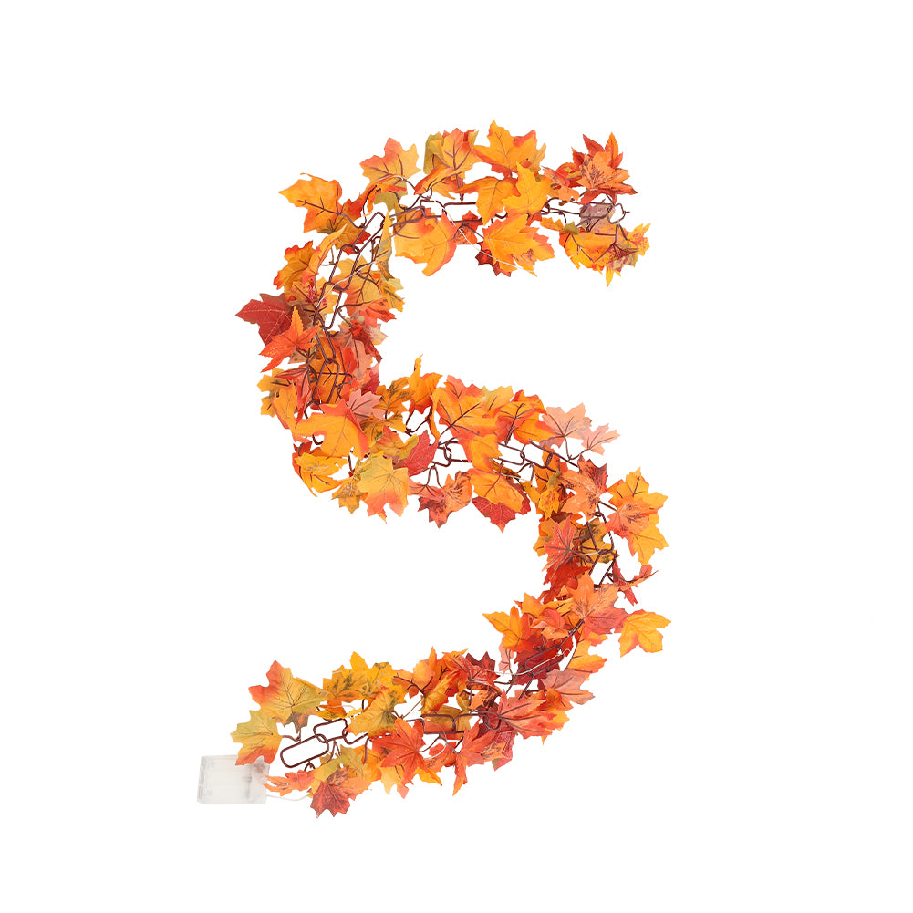 Hanging Artificial Maple Leaf Fall Garland with LED Lights