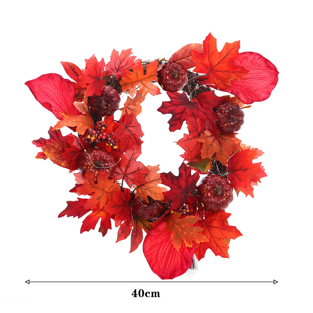 Fall Maple Leaf Pumpkin Wreath Artificial Wreath Front Door Decoration