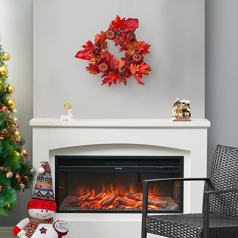 Fall Maple Leaf Pumpkin Wreath Artificial Wreath Front Door Decoration