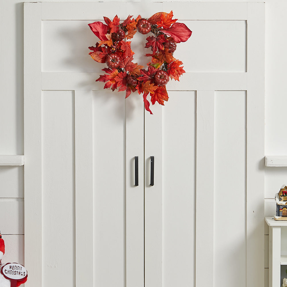 Fall Maple Leaf Pumpkin Wreath Artificial Wreath Front Door Decoration