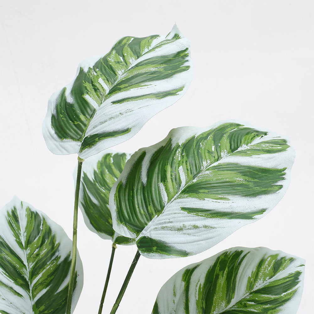 Potted Fake Plants Artificial Calathea White Fusion for Home Decoration