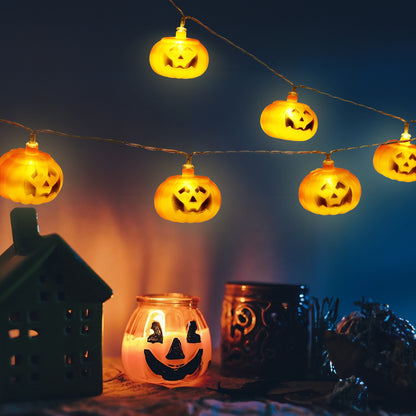 Halloween Pumpkin LED String Lights Battery Operated Decor