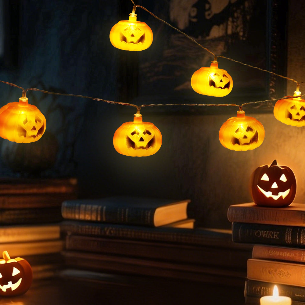 Halloween Pumpkin LED String Lights Battery Operated Decor