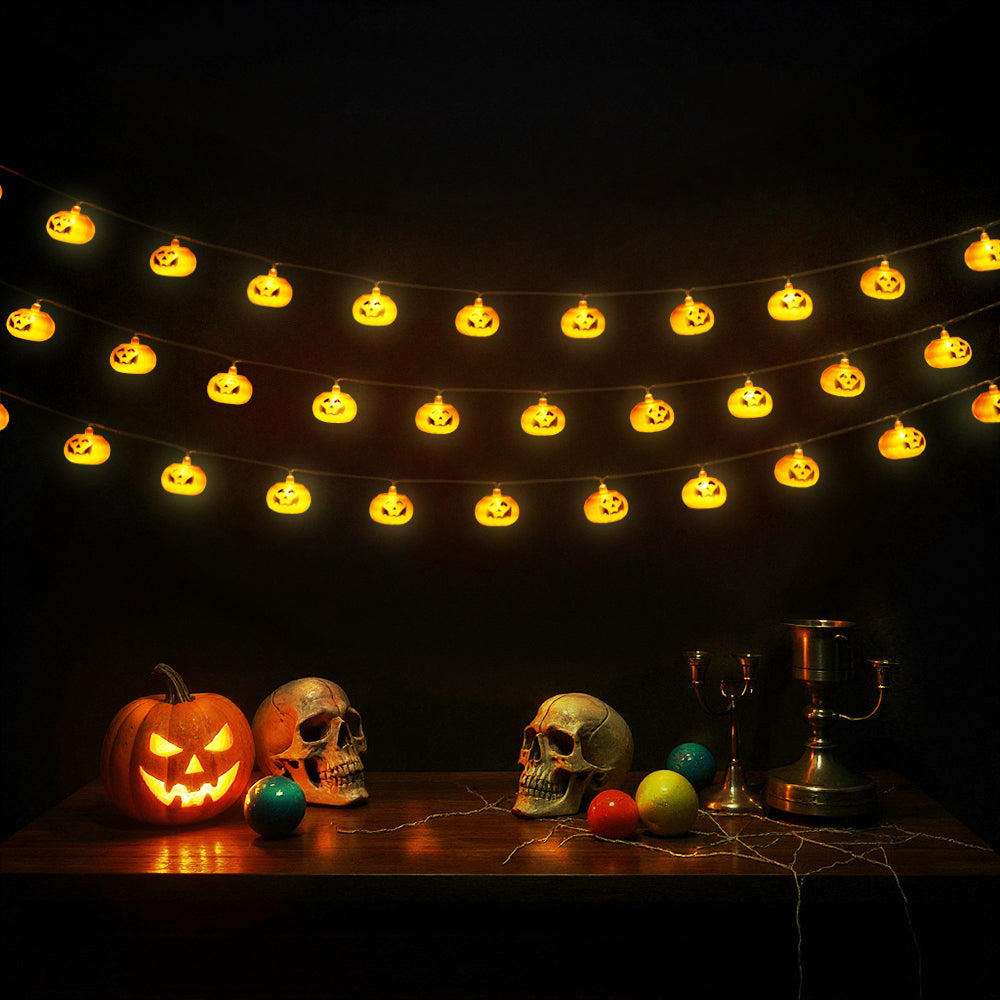 Halloween Pumpkin LED String Lights Battery Operated Decor