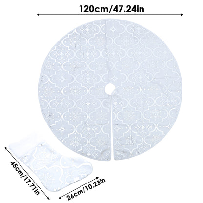 Round Shape Christmas Tree Base Skirt Xmas Ornament with Stocking