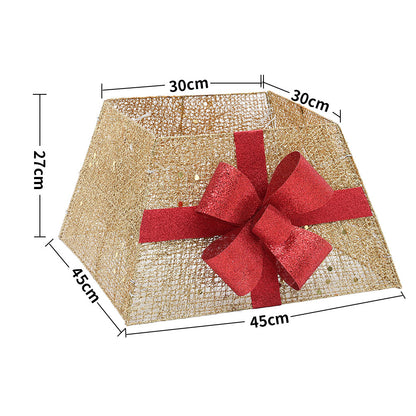 Square Christmas Tree Collar Basket Decor with Bow Tie