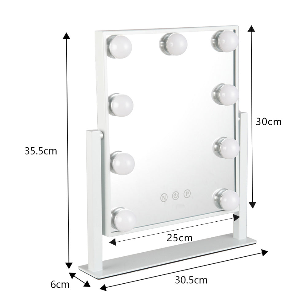 9 LED Bulbs Hollywood Vanity Mirror with 3 Colour Lighting Modes