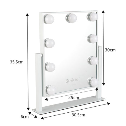 9 LED Bulbs Hollywood Vanity Mirror with 3 Colour Lighting Modes