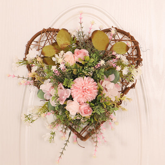 Rustic Assorted Flowers Heart-shaped Wreath Wedding Decoration