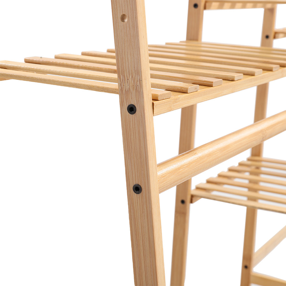 Bamboo Trapezoid Clothing Rack with 5-Tier Storage Shelves