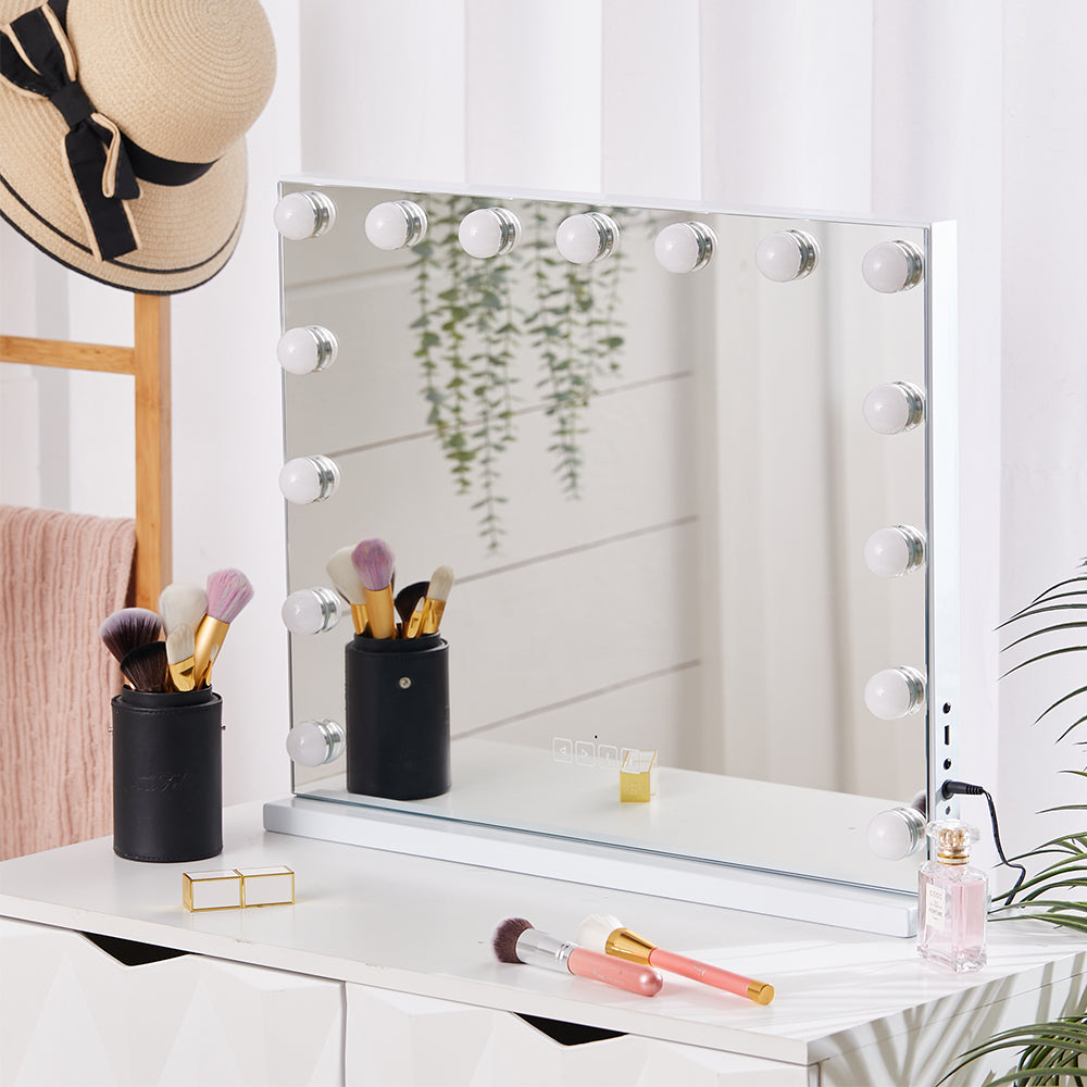 Hollywood LED Vanity Mirror with Bluetooth White Garden Sanctuary