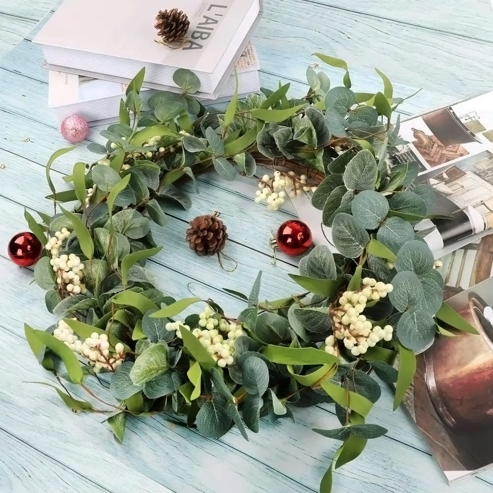 55CM Artificial Topiary Wreath Eucalyptus Leaf Door Hanging