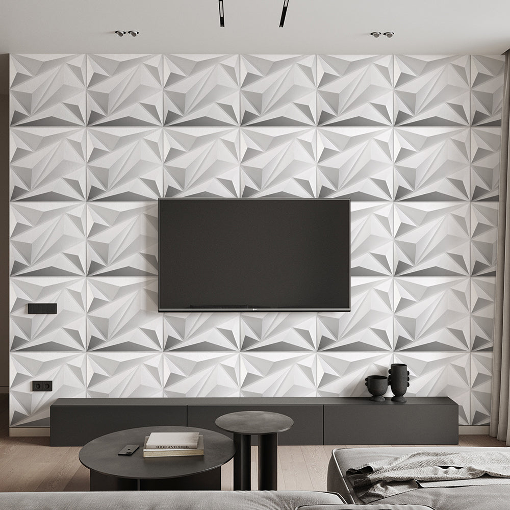 12 Pack Decorative 3D Wall Panels White Diamond Design PVC