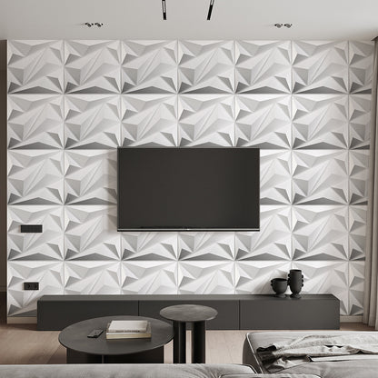 12 Pack Decorative 3D Wall Panels White Diamond Design PVC