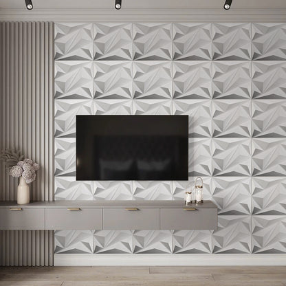 12 Pack Decorative 3D Wall Panels White Diamond Design PVC
