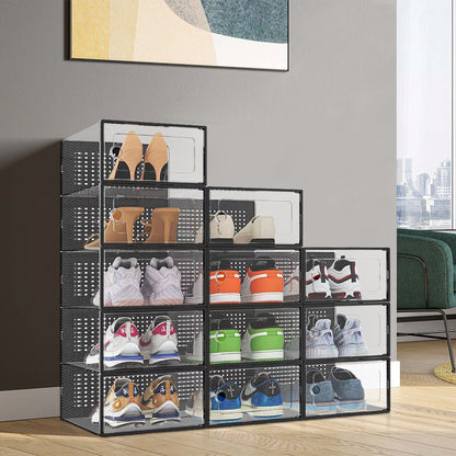 12x Stackable Shoe Storage Box Organiser
