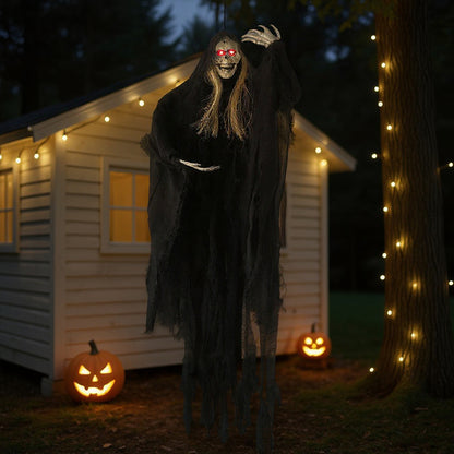 Halloween Hanging Skeleton Ghost with Sensor