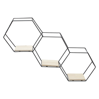 Modern Hexagon Wall Shelf with Iron Frame