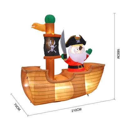 1.8M Inflatable Pirate Santa for Christmas Decoration
